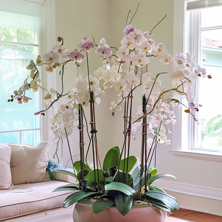 orchid-arrangement-in-living-room