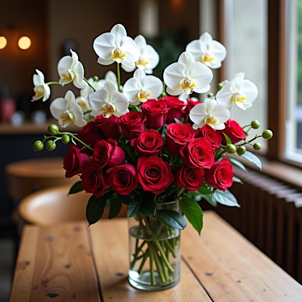  combining red and white orchids