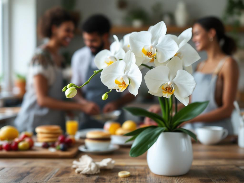white phalaenopsis orchid plant in a