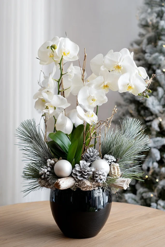 Winter's Grace White Orchid Holiday Arrangement